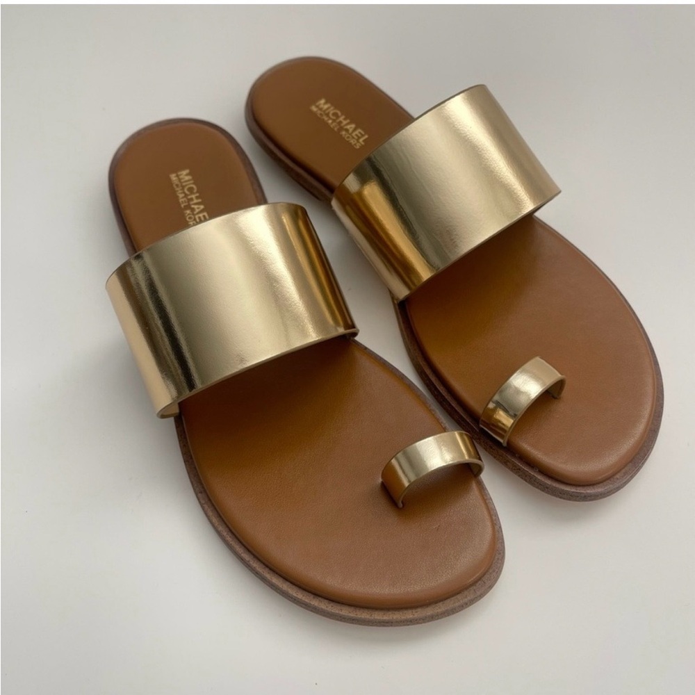 Michael Kors Metallic Gold and Brown Slides size 7 - Picture 5 of 6